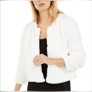 Ivory Calvin Klein Faux Fur Coat